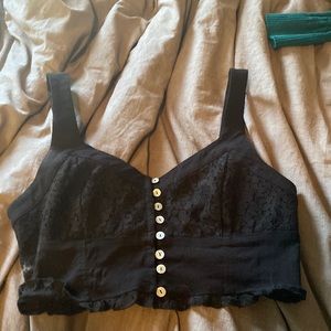 Black lace crop top